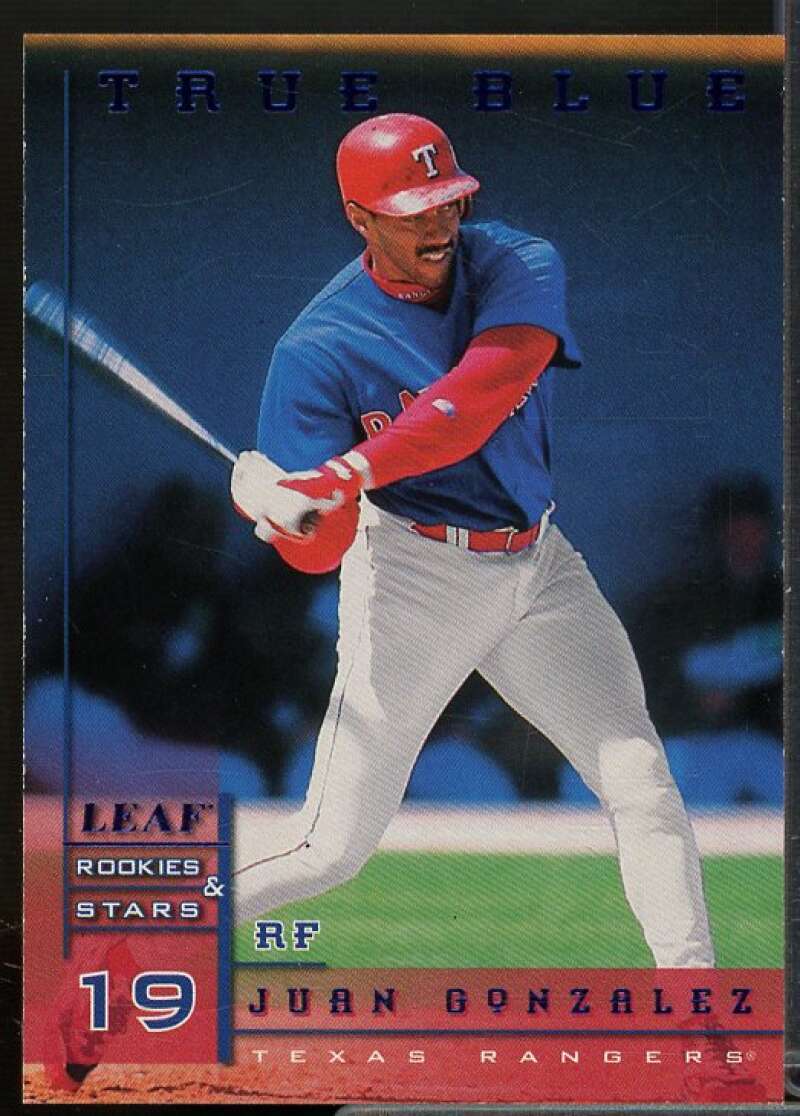 Juan Gonzalez Card 1998 Leaf Rookies Stars True Blue #36  Image 1