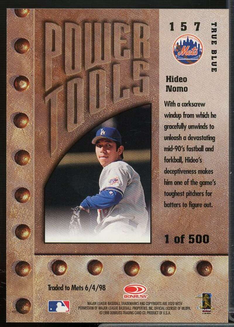 Hideo Nomo PT Card 1998 Leaf Rookies Stars True Blue #157  Image 2
