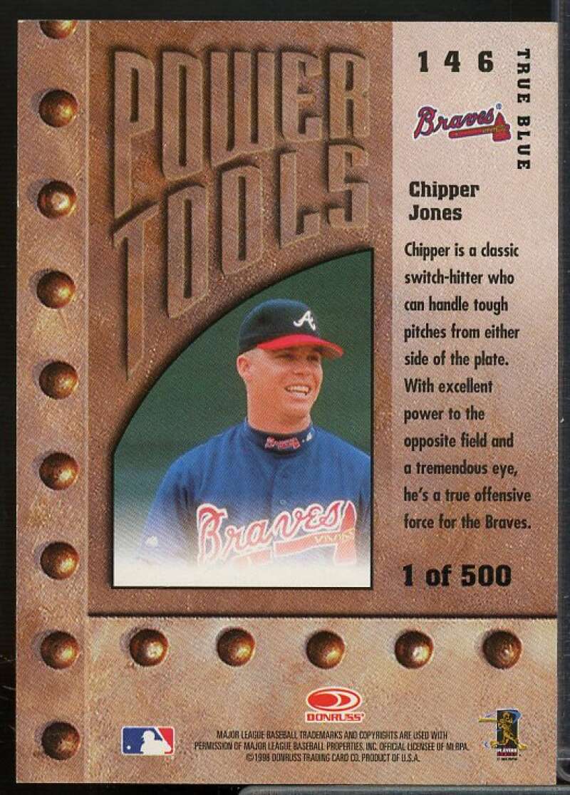 Chipper Jones PT Card 1998 Leaf Rookies Stars True Blue #146  Image 2