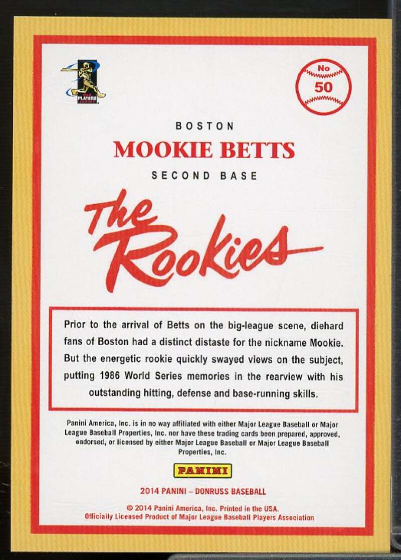 Mookie Betts Rookie Card 2014 Donruss The Rookies #50  Image 2