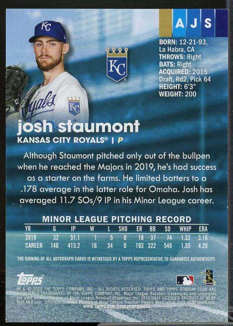 Josh Staumont Rookie Card 2020 Stadium Club Autographs #AJS  Image 2