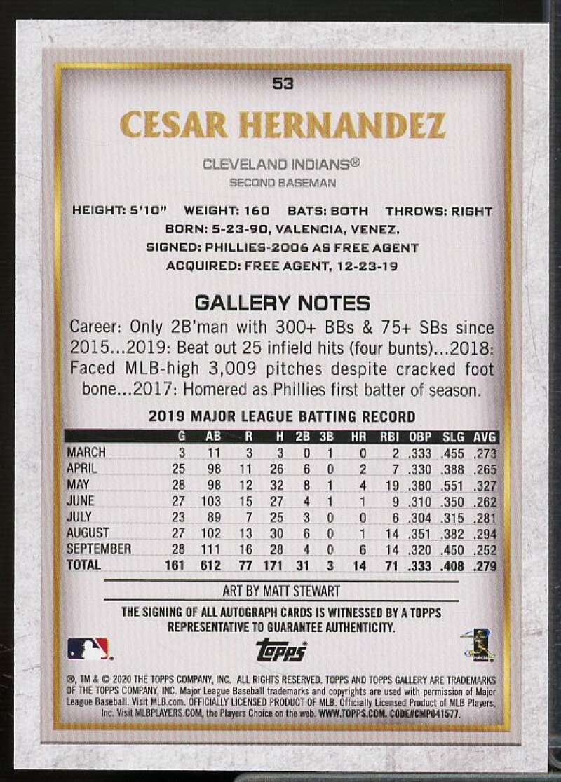 Cesar Hernandez Rookie Card 2020 Topps Gallery Autographs #53  Image 2