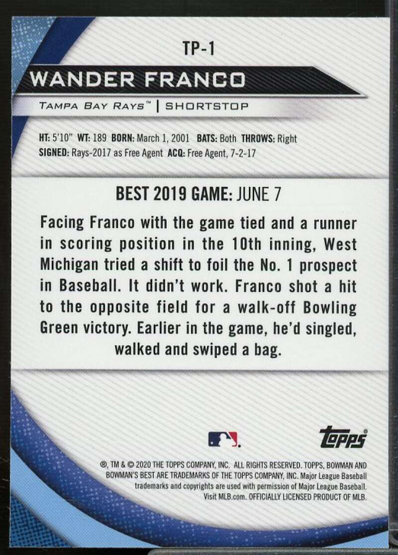 Wander Franco Rookie Card 2020 Bowman's Best Top Prospects #TP1  Image 2