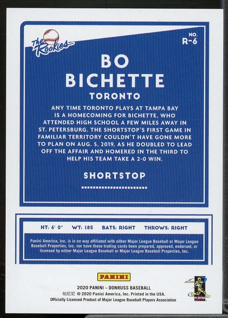 Bo Bichette Rookie Card 2020 Donruss The Rookies Blue #6  Image 2