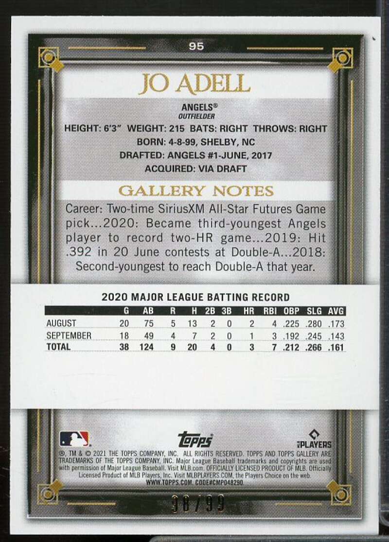 Jo Adell Rookie Card 2021 Topps Gallery Green Pattern #95  Image 2