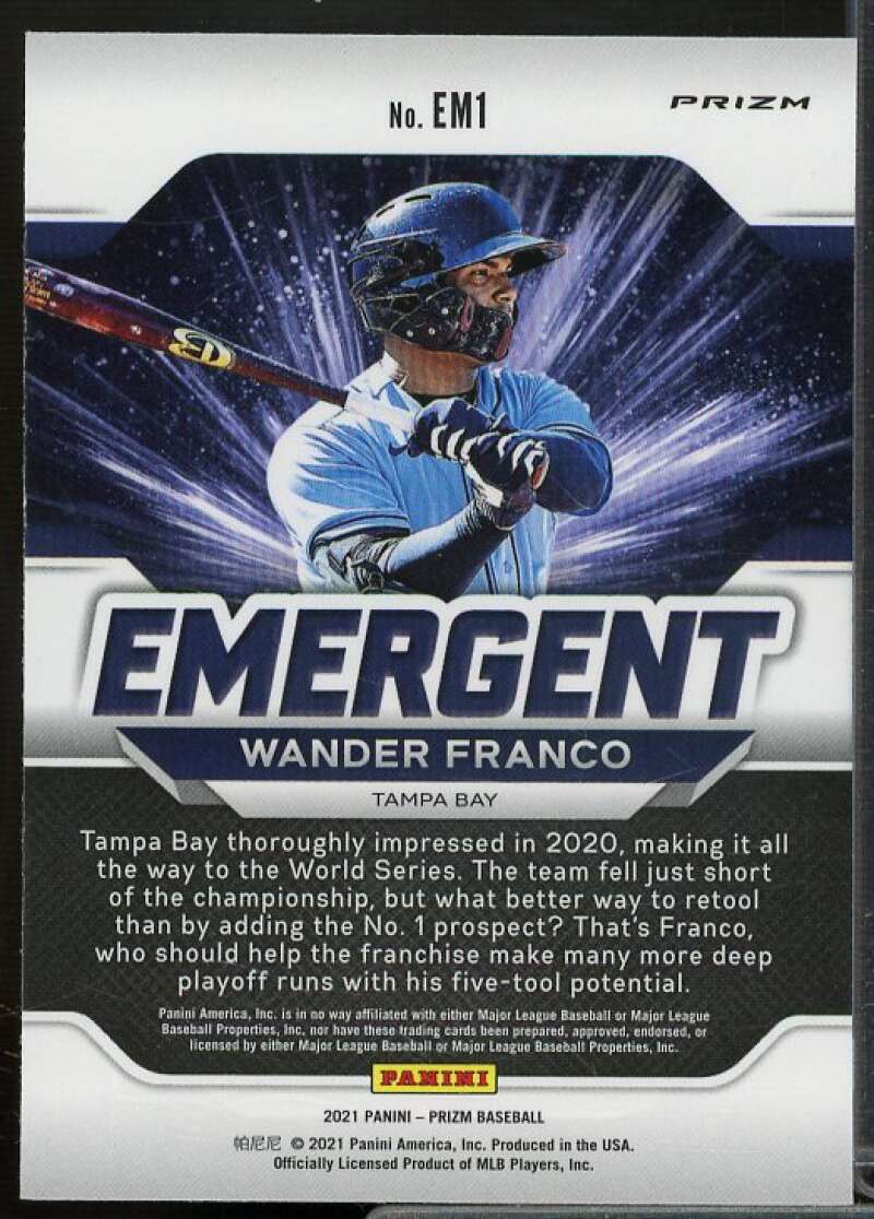 Wander Franco Rookie Card 2021 Panini Prizm Emergent Prizms Silver #1  Image 2