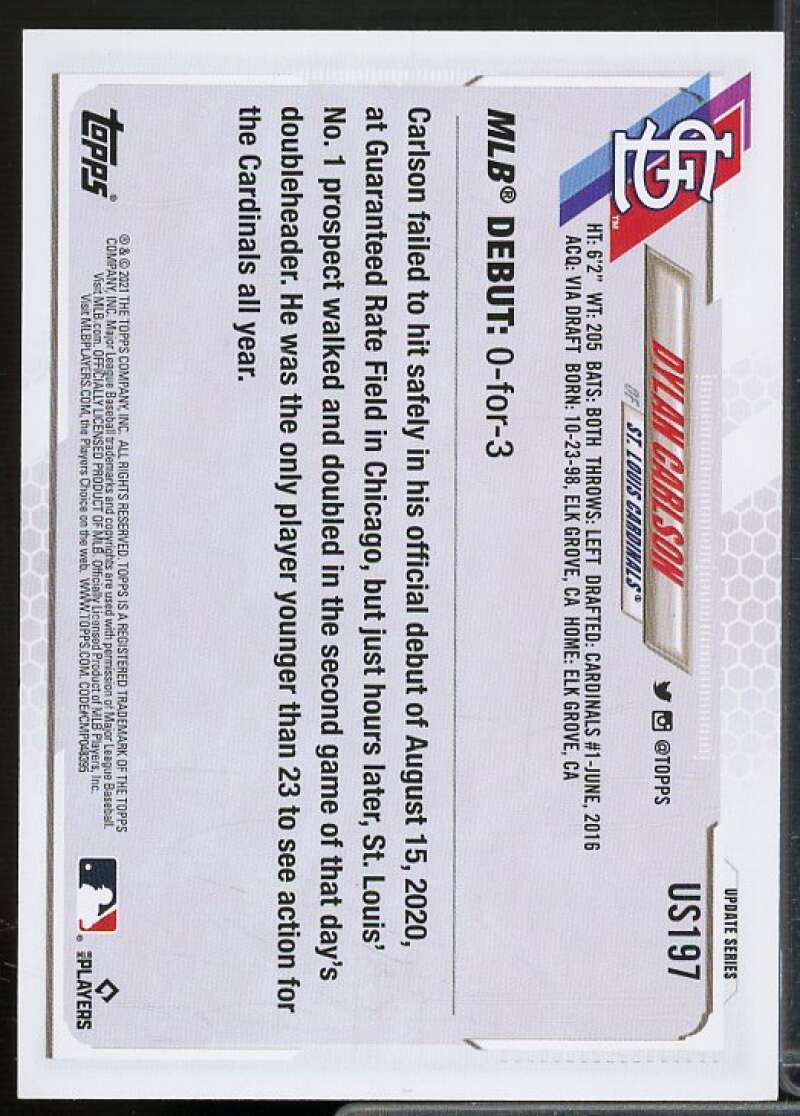 Dylan Carlson Rookie Card 2021 Topps Update #US197  Image 2