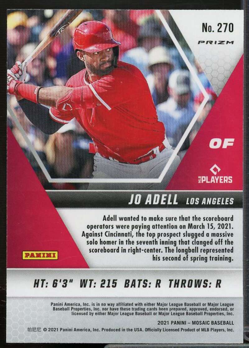 Jo Adell Rookie Card 2021 Panini Mosaic Mosaic Reactive Orange #270  Image 2