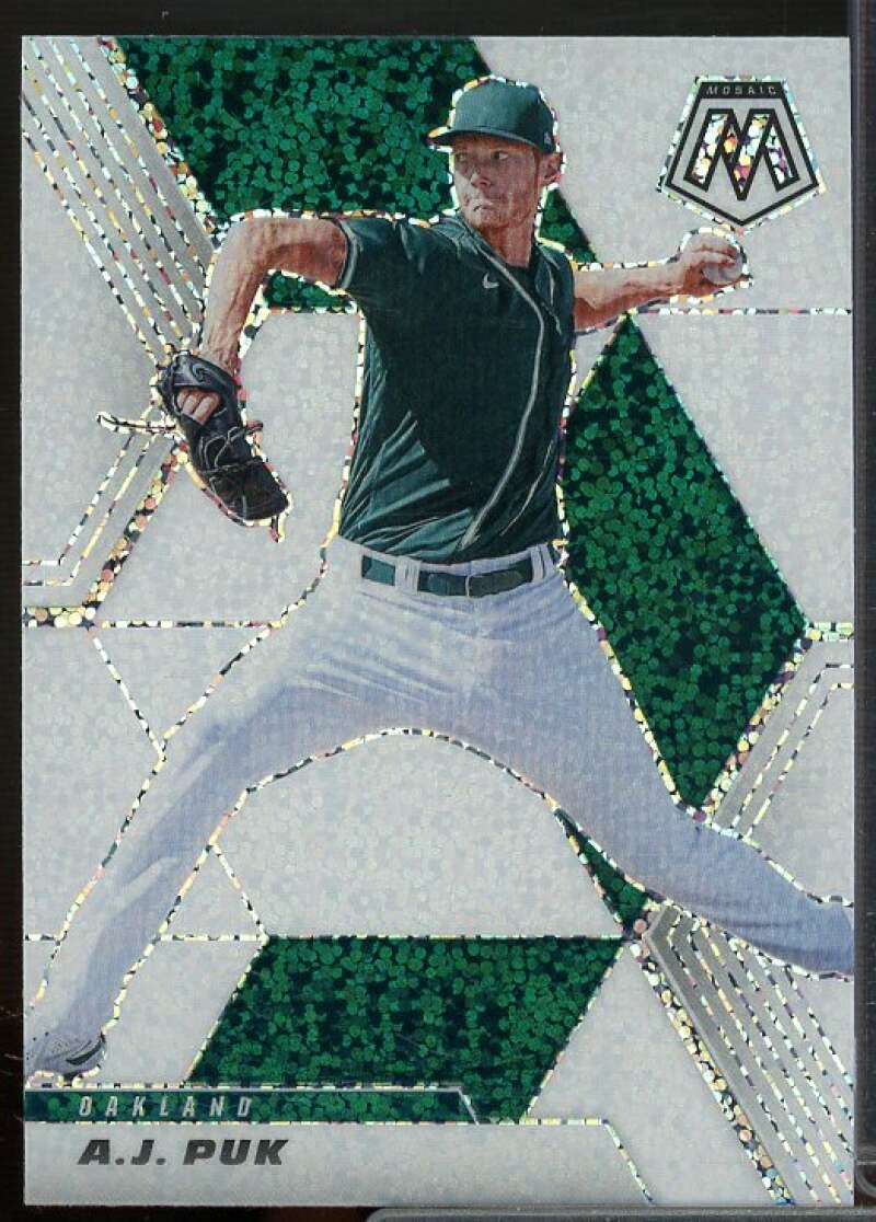 A.J. Puk Card 2021 Panini Mosaic Mosaic White Sparkle #136  Image 1