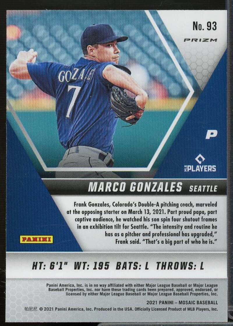Marco Gonzales Card 2021 Panini Mosaic Mosaic White Sparkle #93  Image 2