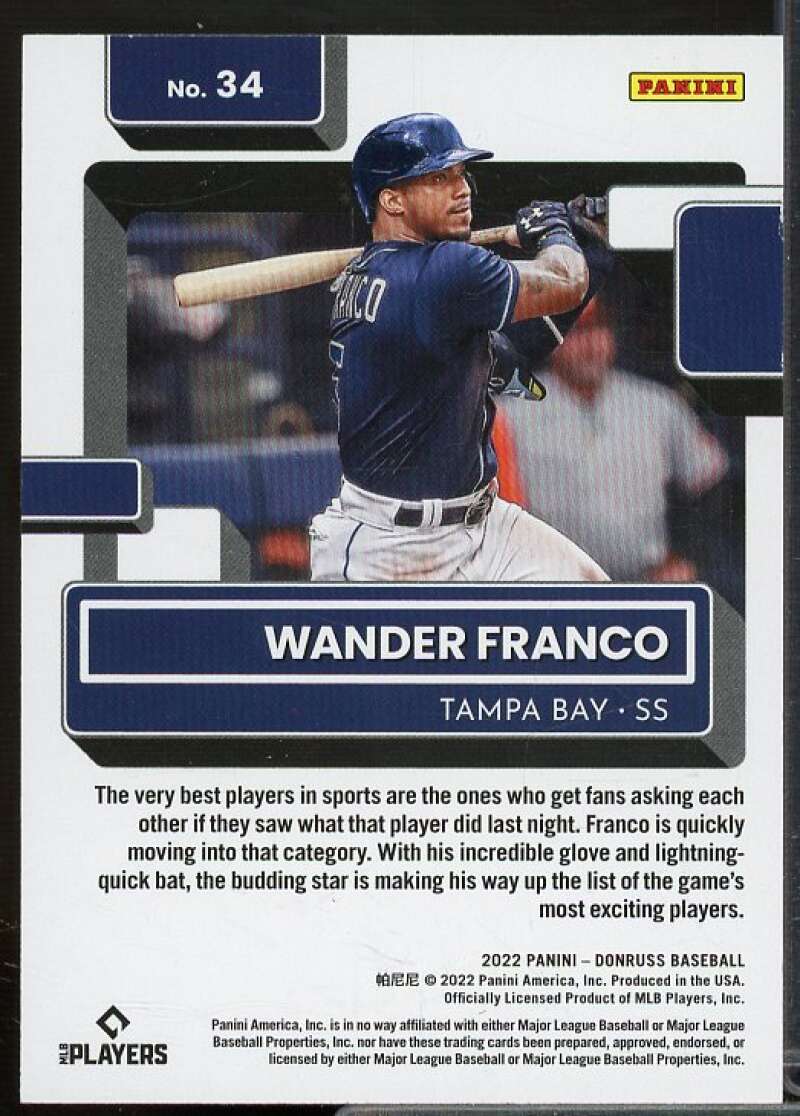 Wander Franco Rookie Card 2022 Donruss Holo Purple #34  Image 2