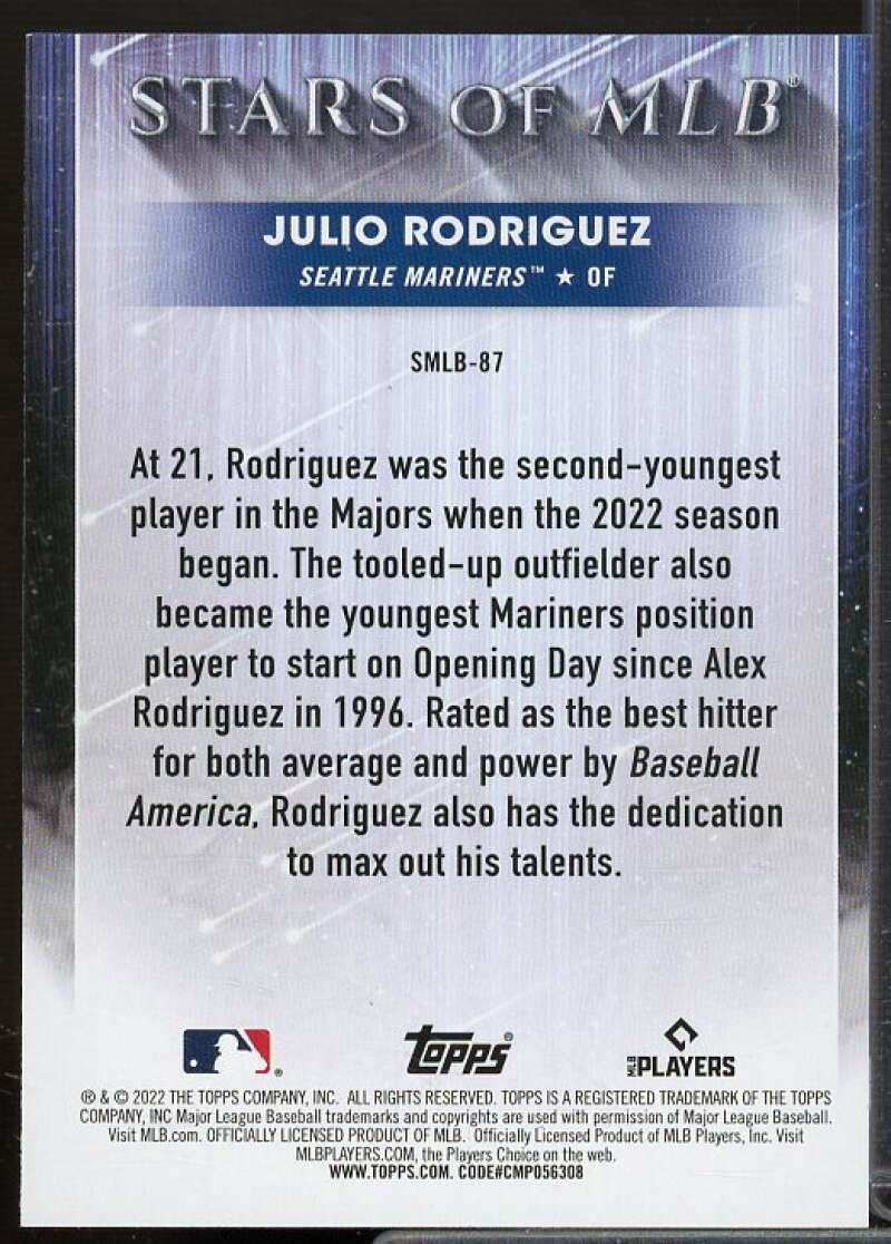 Julio Rodriguez Rookie Card 2022 Topps Stars of MLB #SMLB87  Image 2