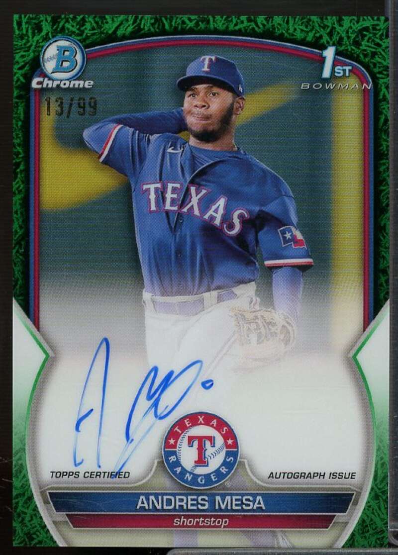 Andres Mesa 2023 Bowman Chrome Prospect Autographs Green Grass Refractor #CPAAM  Image 1