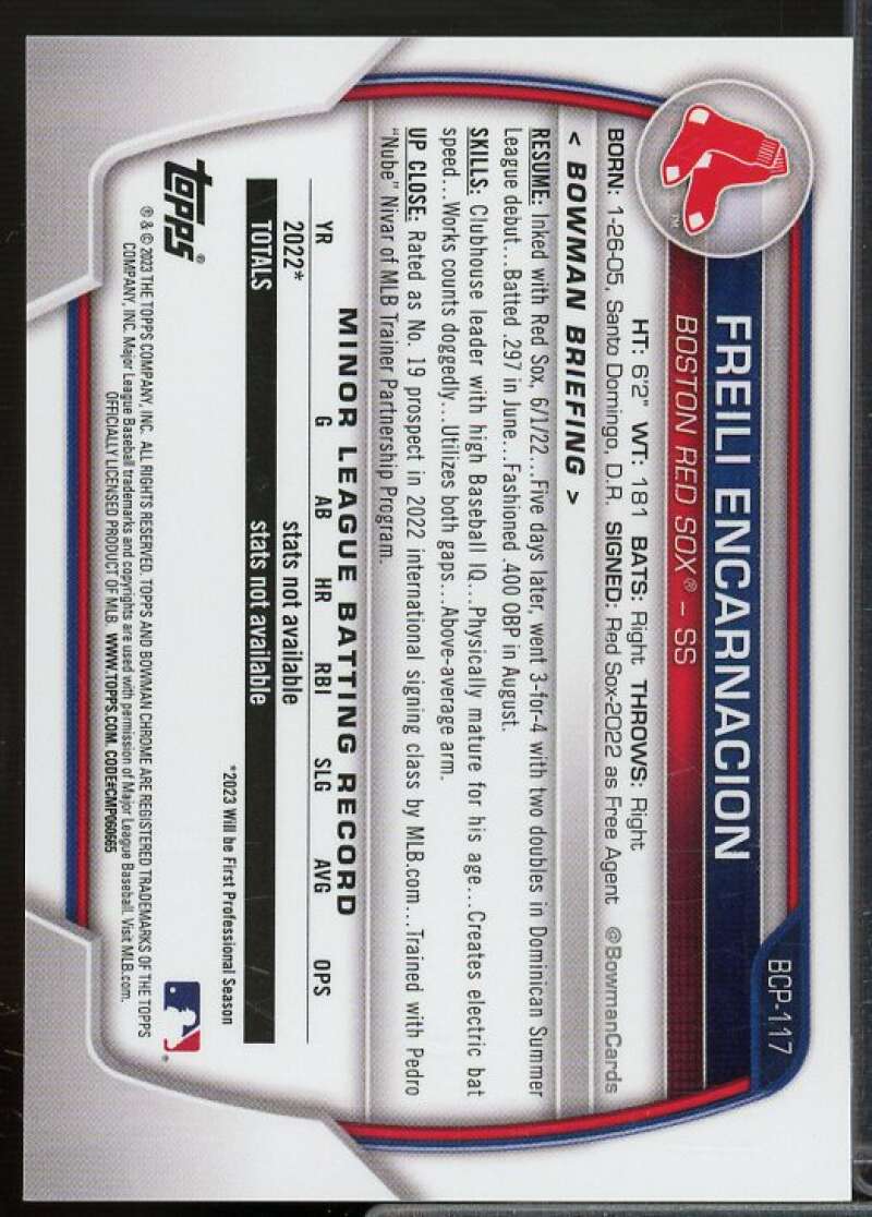 Freili Encarnacion Rookie 2023 Bowman Chrome Prospects Green Refractors #BCP117  Image 2