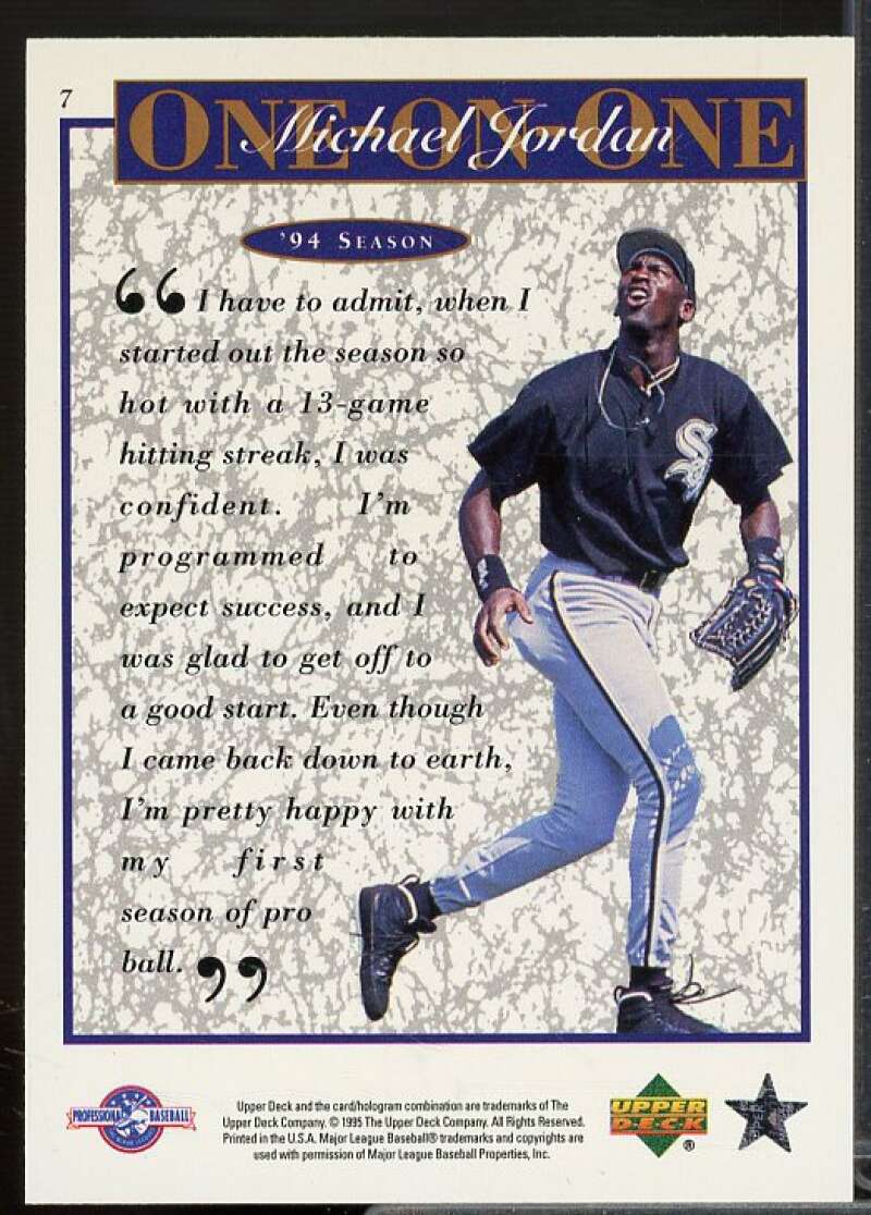 Michael Jordan Baseball Rookie Card 1995 Upper Deck Minors Michael Jordan #7  Image 2