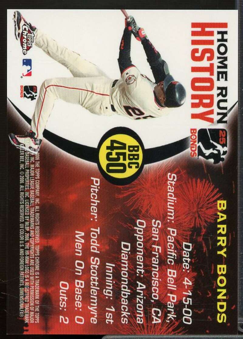 Barry Bonds Card 2005 Topps Chrome Update  Home Run History #450  Image 2