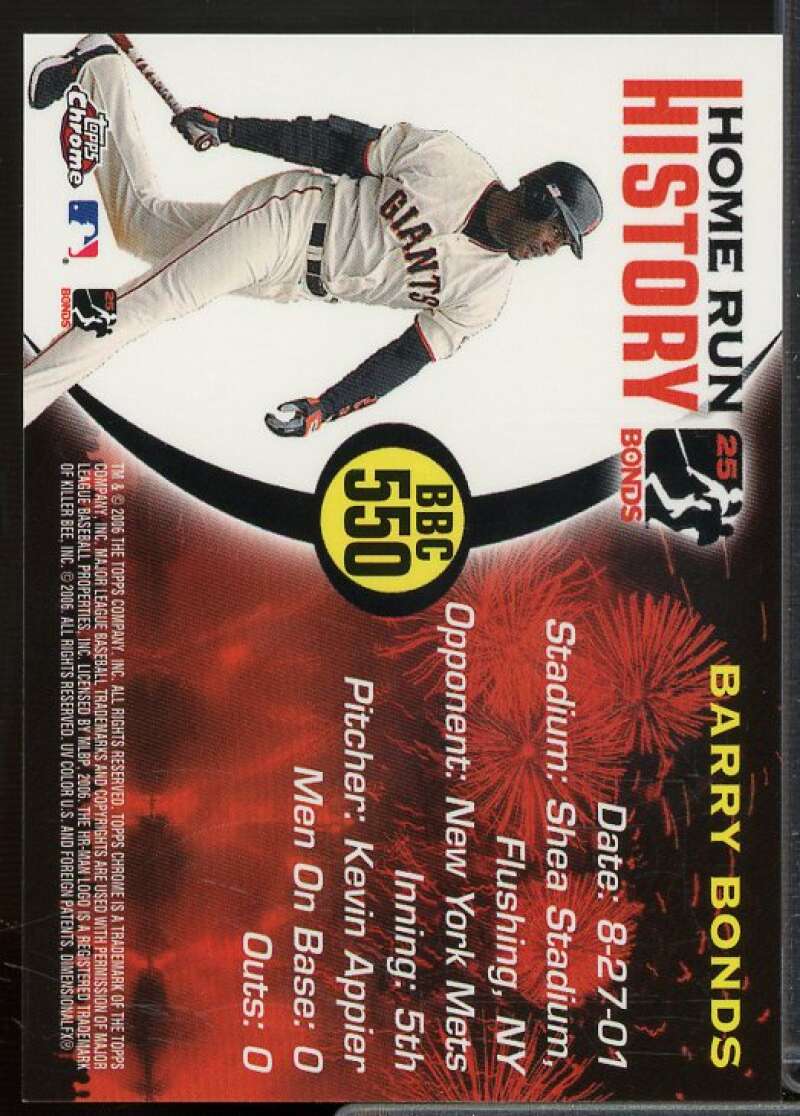 Barry Bonds Card 2005 Topps Chrome Update  Home Run History #550  Image 2