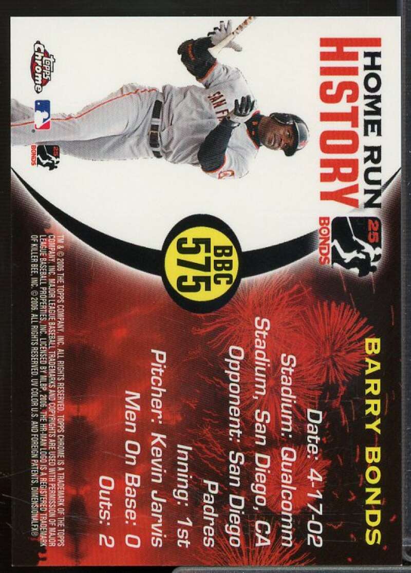Barry Bonds Card 2005 Topps Chrome Update  Home Run History #575  Image 2