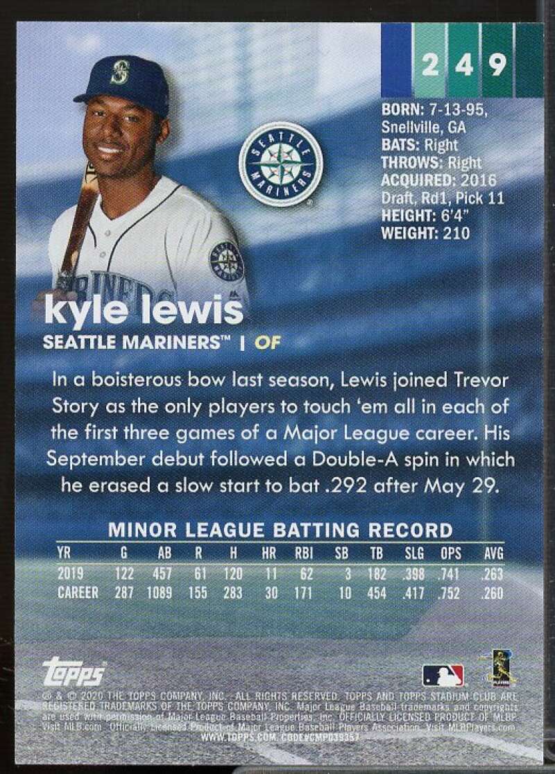 Kyle Lewis Rookie Card 2020 Stadium Club #249  Image 2