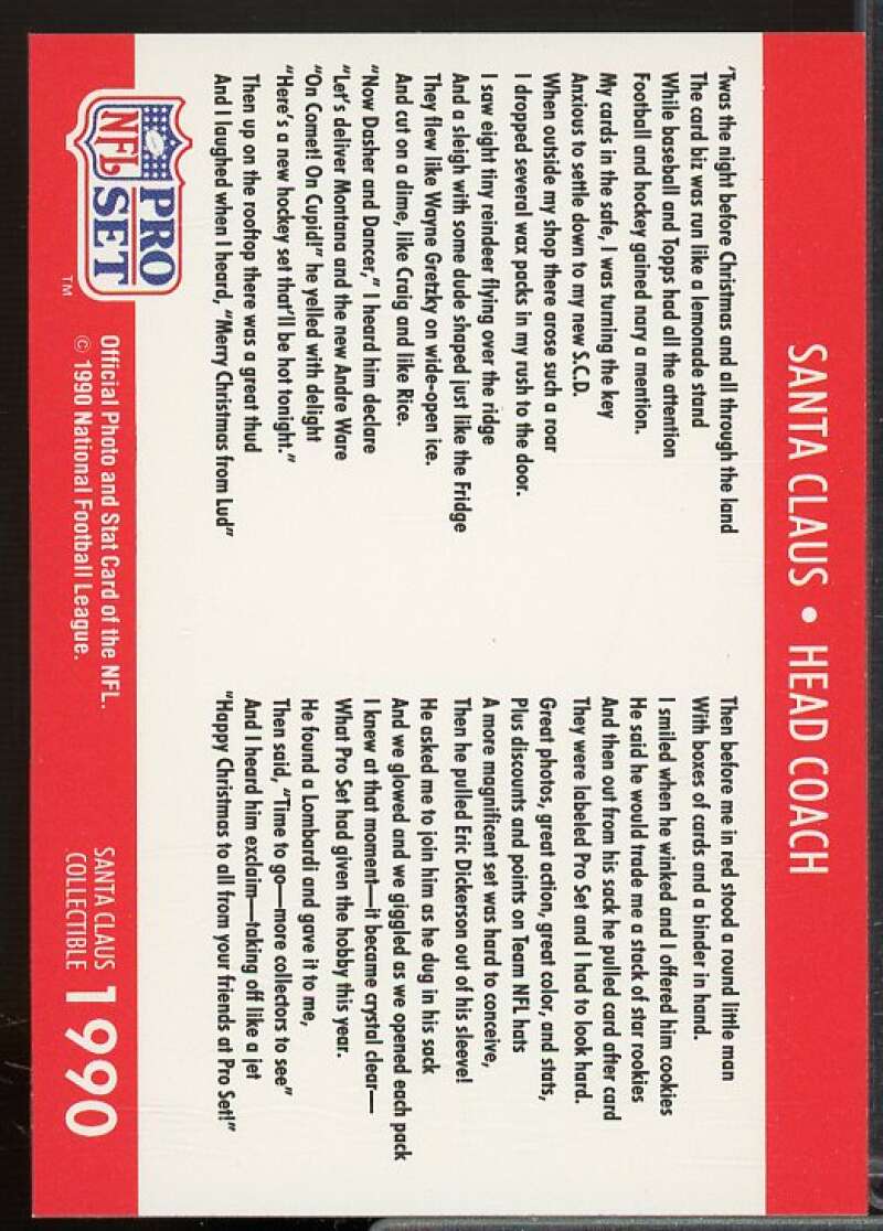 Santa Claus SP Card 1990 Pro Set #1990  Image 2