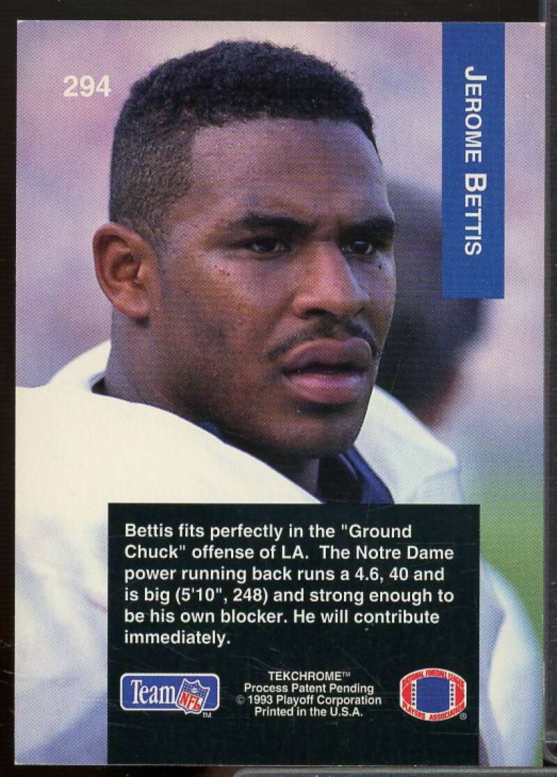 Jerome Bettis Rookie Card 1993 Playoff #294  Image 2