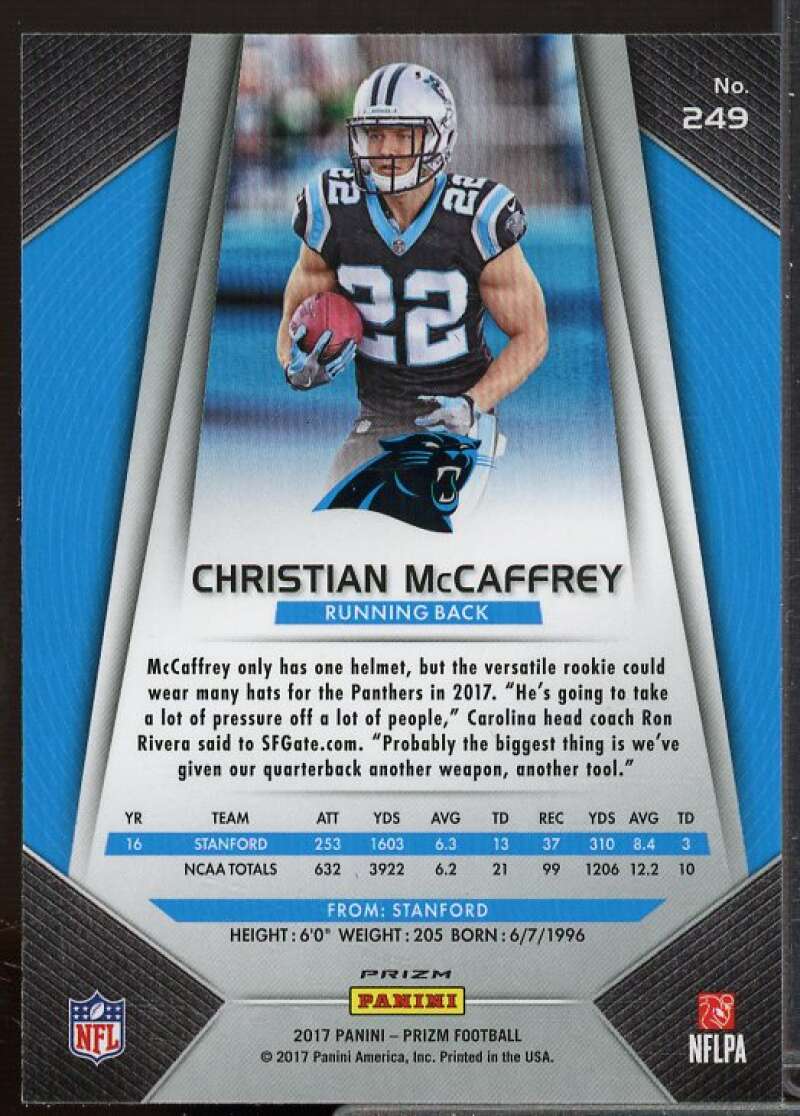 Christian McCaffrey Rookie 2017 Panini Prizm Prizms Red White and Blue #249  Image 2