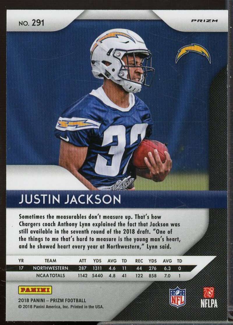 Justin Jackson Rookie Card 2018 Panini Prizm Prizms Lazer #291  Image 2