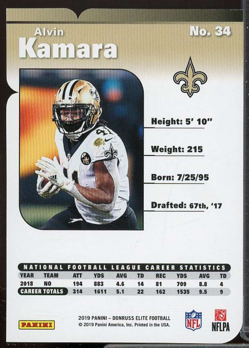 Alvin Kamara Card 2019 Elite Aspirations #34  Image 2