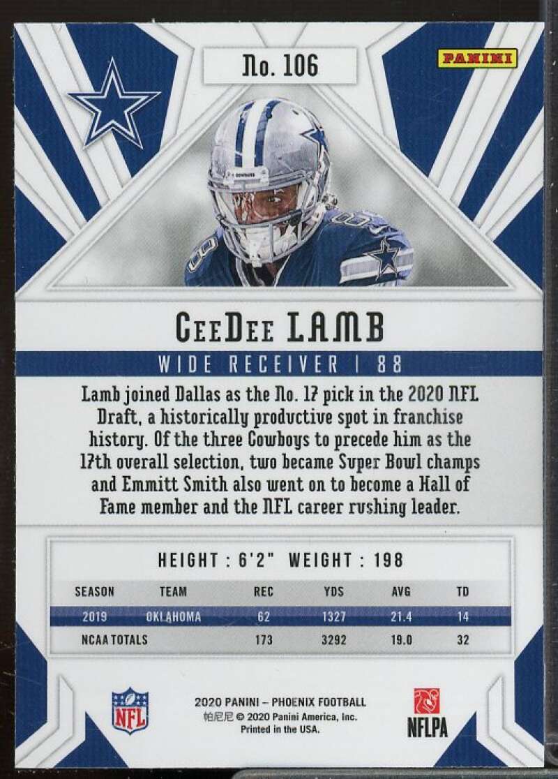 CeeDee Lamb Rookie Card 2020 Panini Phoenix Silver #106  Image 2