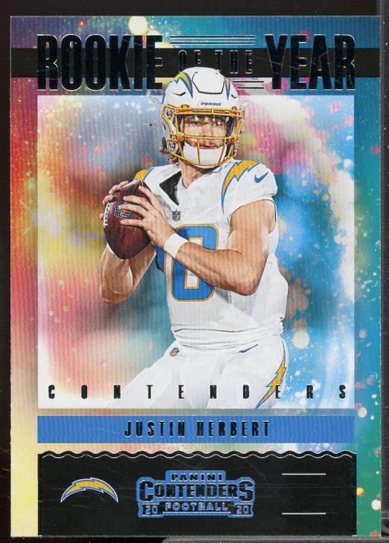 Justin Herbert 2020 Panini Contenders Rookie of the Year Contenders Emerald #14  Image 1