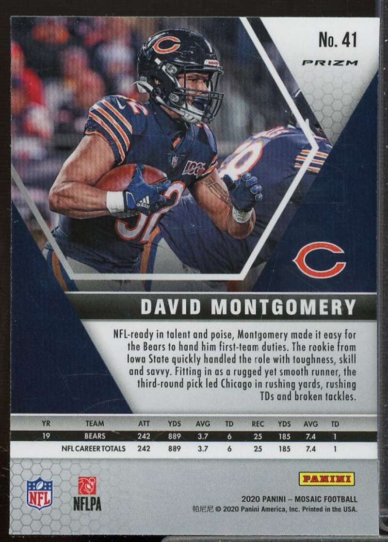 David Montgomery Card 2020 Panini Mosaic White Sparkle #41  Image 2