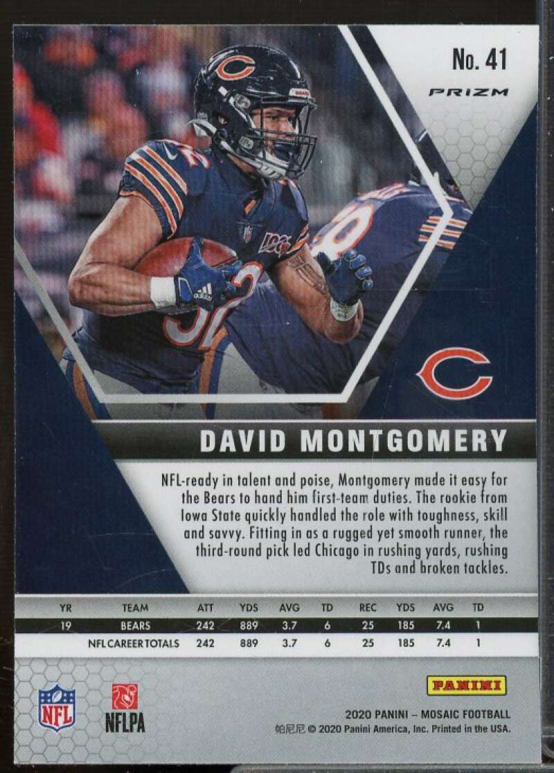 David Montgomery Card 2020 Panini Mosaic White Sparkle #41  Image 2