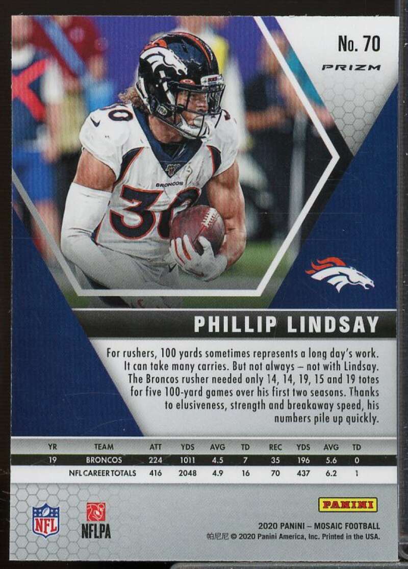 Phillip Lindsay Card 2020 Panini Mosaic White Sparkle #70  Image 2