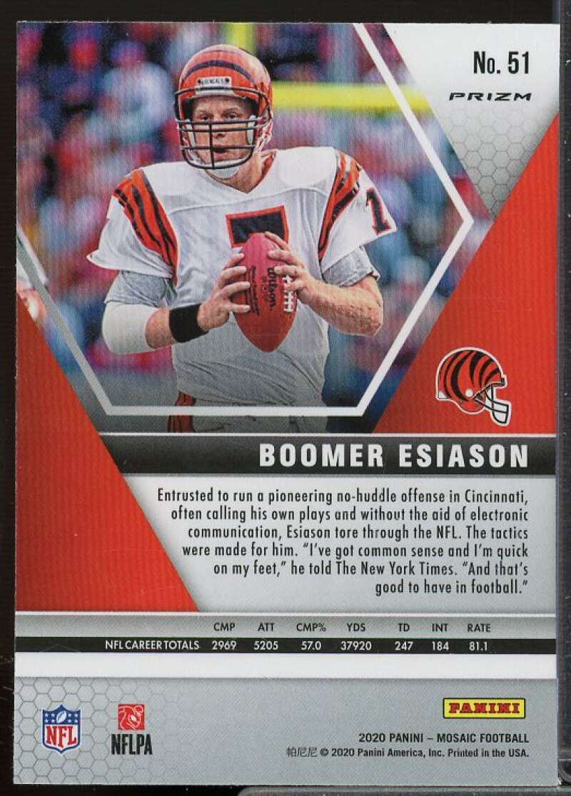 Boomer Esiason Card 2020 Panini Mosaic White Sparkle #51  Image 2