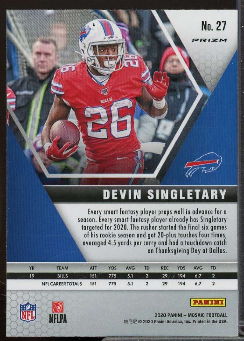 Devin Singletary Card 2020 Panini Mosaic White Sparkle #27  Image 2