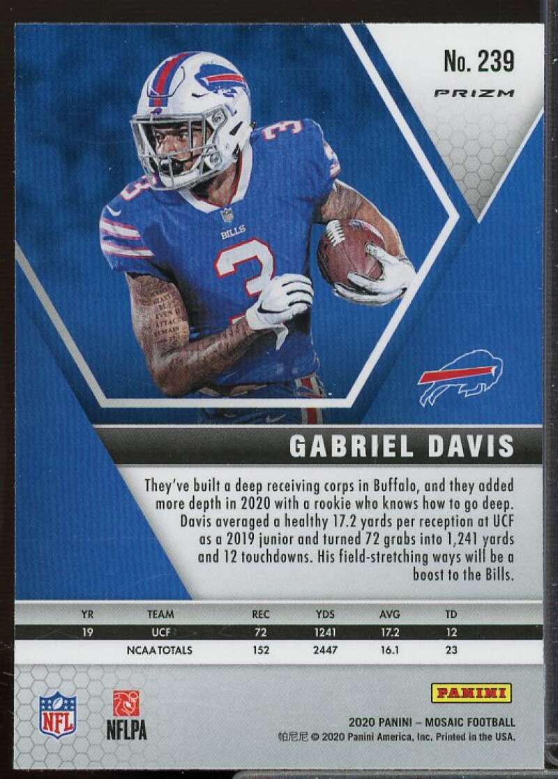 Gabriel Davis Rookie Card 2020 Panini Mosaic White Sparkle #239  Image 2