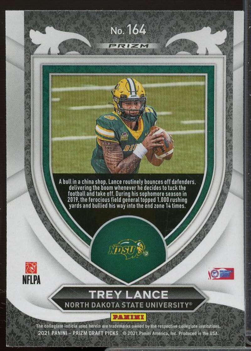 Trey Lance Rookie Card 2021 Panini Prizm Draft Picks Prizms Green #164  Image 2