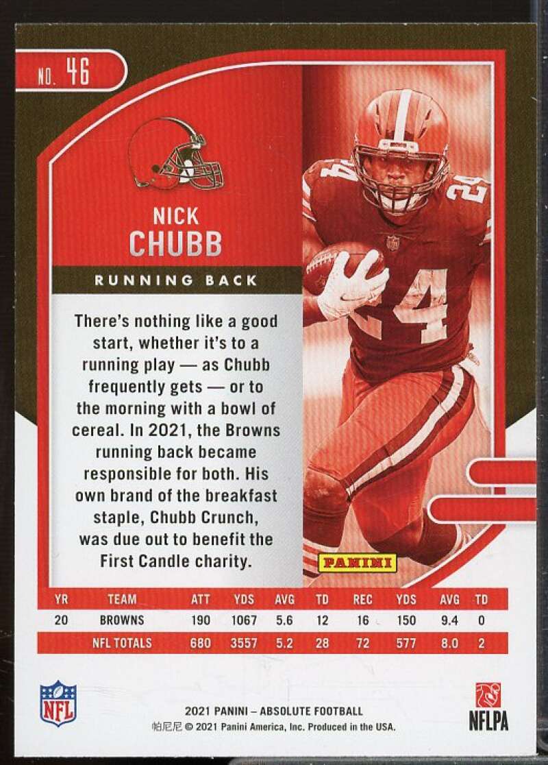 Nick Chubb Card 2021 Absolute Red White and Blue Kaleidoscope #46  Image 2