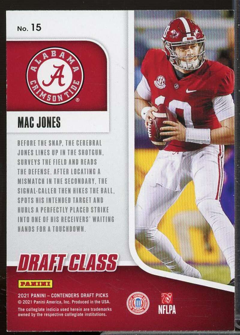 Mac Jones Rookie Card 2021 Panini Contenders Draft Picks Draft Class Purple #15  Image 2