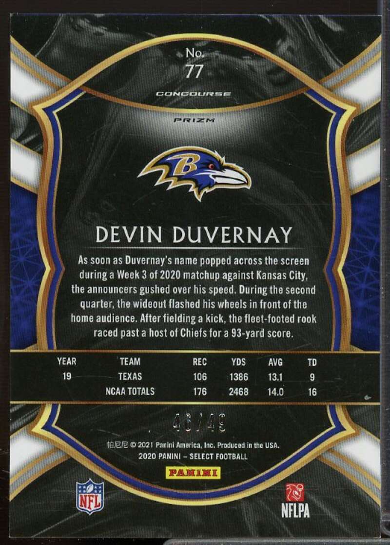 Devin Duvernay Rookie Card 2020 Select Prizm Orange #77  Image 2