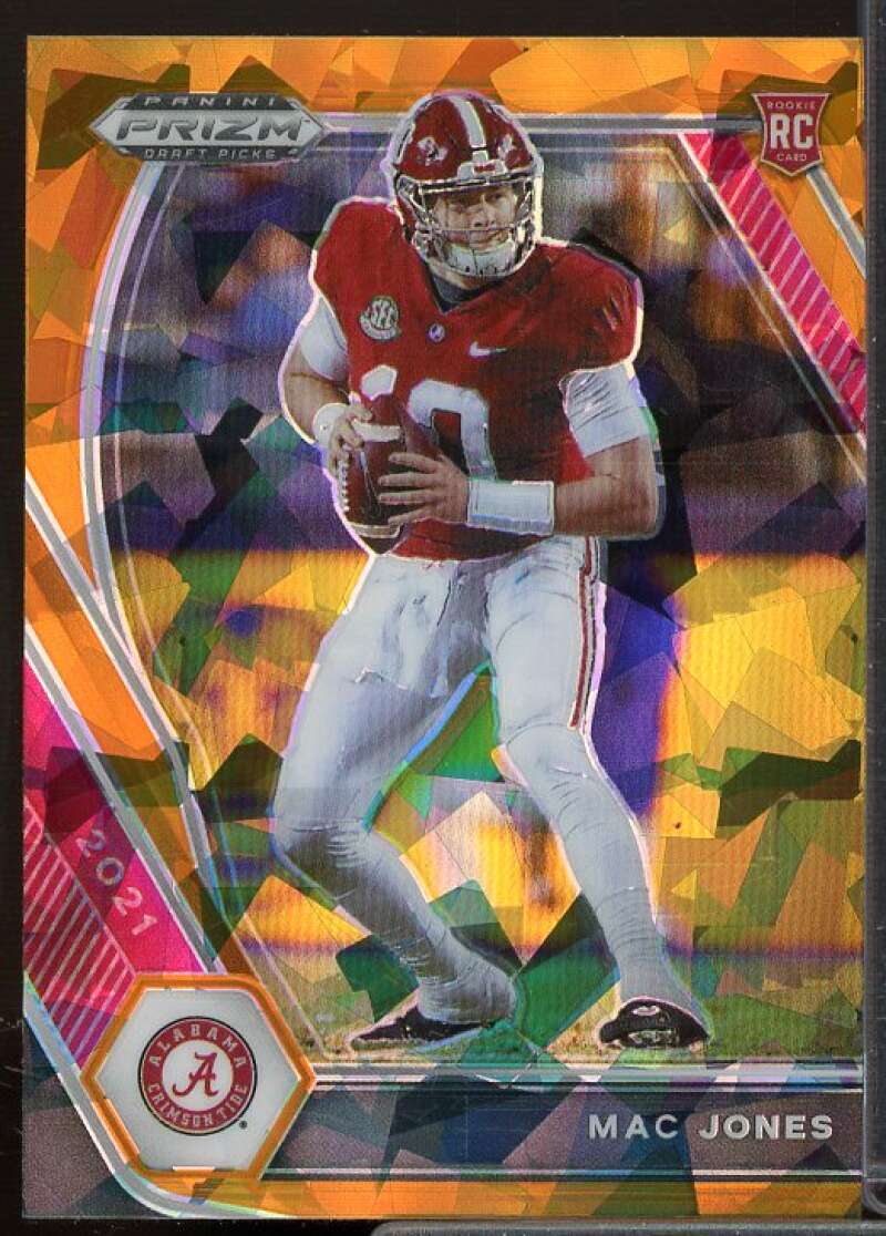 Mac Jones Rookie Card 2021 Panini Prizm Draft Picks Prizms Orange Ice #104  Image 1