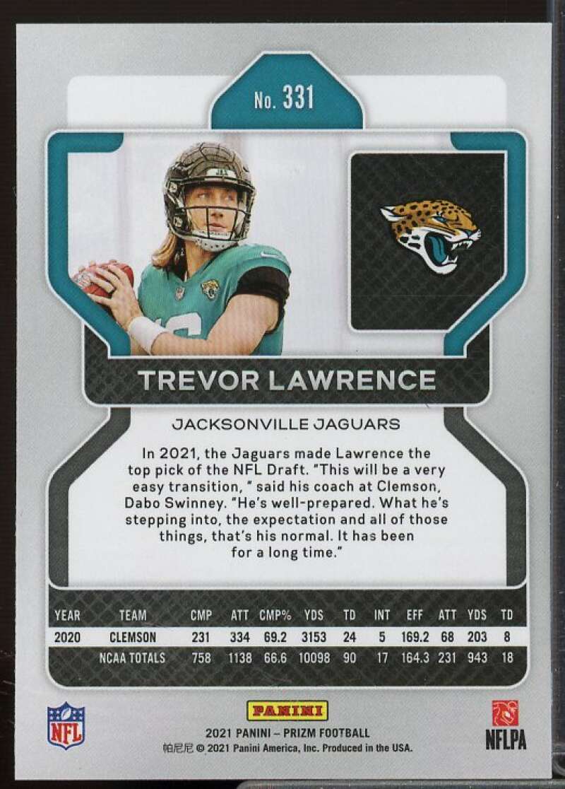 Trevor Lawrence Rookie Card 2021 Panini Prizm #331  Image 2