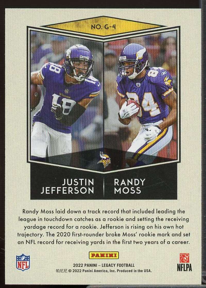 Justin Jefferson/Randy Moss Card 2022 Panini Legacy Generations #4  Image 2