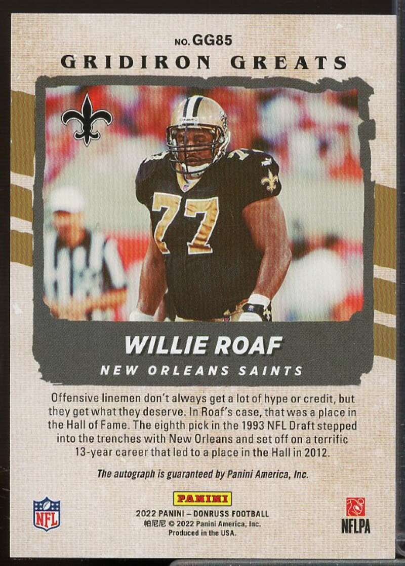 Willie Roaf Card 2023 Panini Gridiron Greats Autographs #2  Image 2