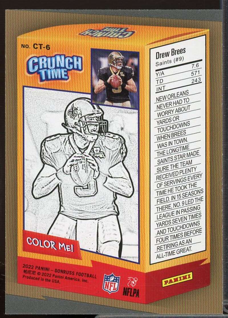 Drew Brees Card 2022 Donruss Crunch Time Galactic #6  Image 2