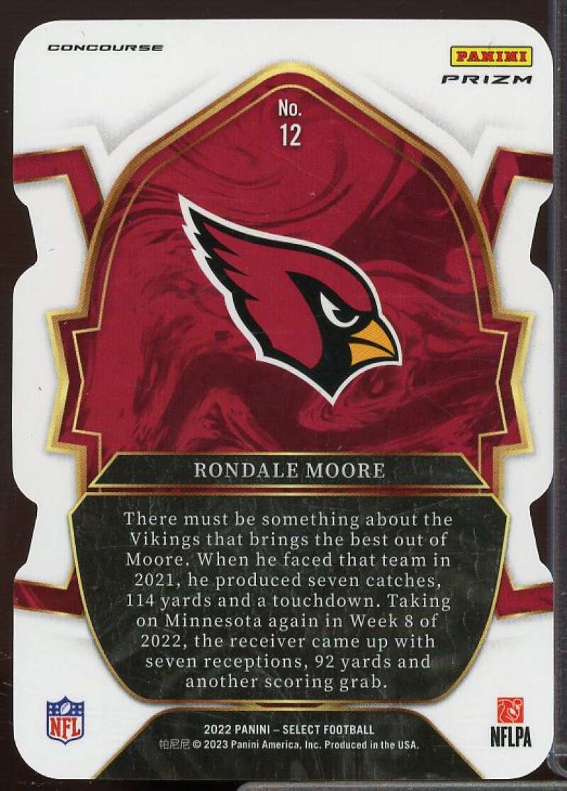 Rondale Moore Card 2022 Select Prizm Black and Red Die Cut #12  Image 2