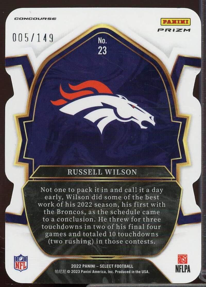 Russell Wilson Card 2022 Select Prizm Copper Die Cut #23  Image 2