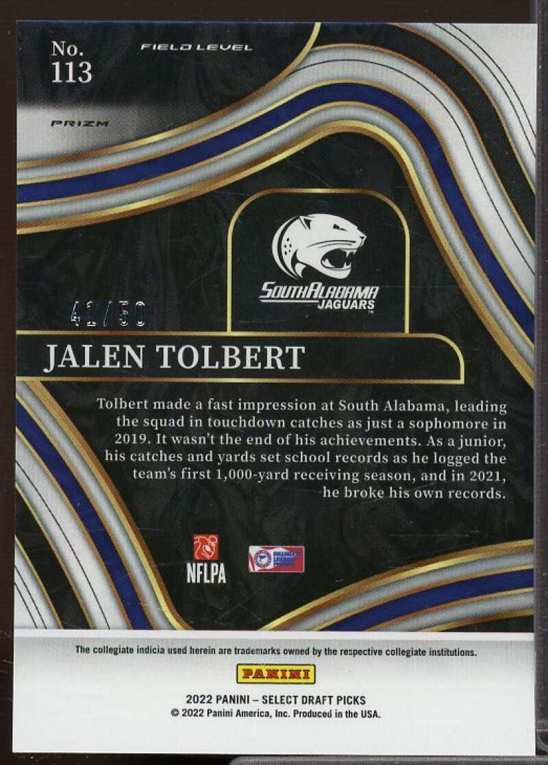 Jalen Tolbert Rookie 2022 Select Draft Picks Prizms Black and Gold Squares #113  Image 2