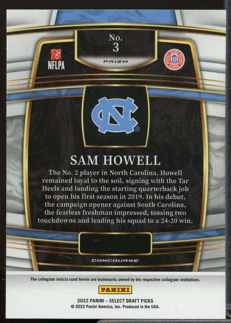 Sam Howell Rookie Card 2022 Select Draft Picks Prizms Green Squares #3  Image 2