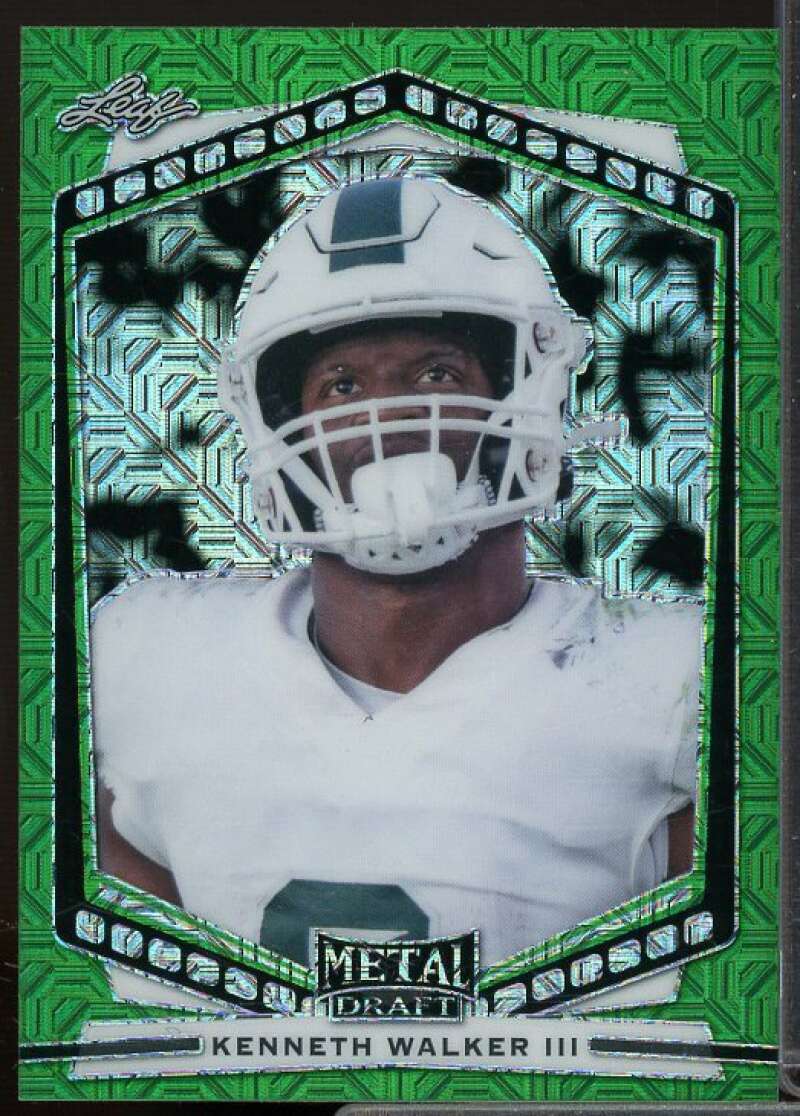 Kenneth Walker III 2022 Leaf Draft and Prospect Metal Portrait Mojo Green #PKW2  Image 1